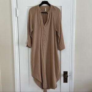 Cotton gauze beige midi dress